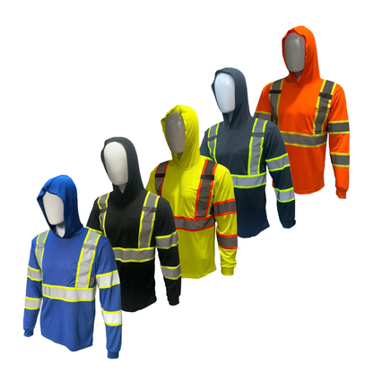 🔥 SPECIAL OFFER-Men’s High Visibility Hoodie Work Shirt – Long Sleeve Reflective Safety Top
