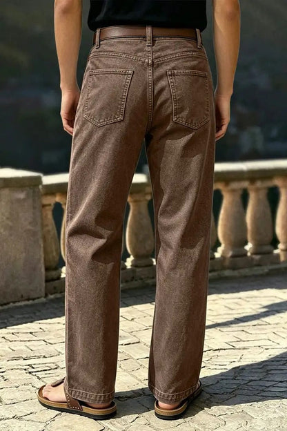 🔥 LAST DAY SALE –Solid Stitch Detail Patch Pocket Mid Rise Straight Leg Pants